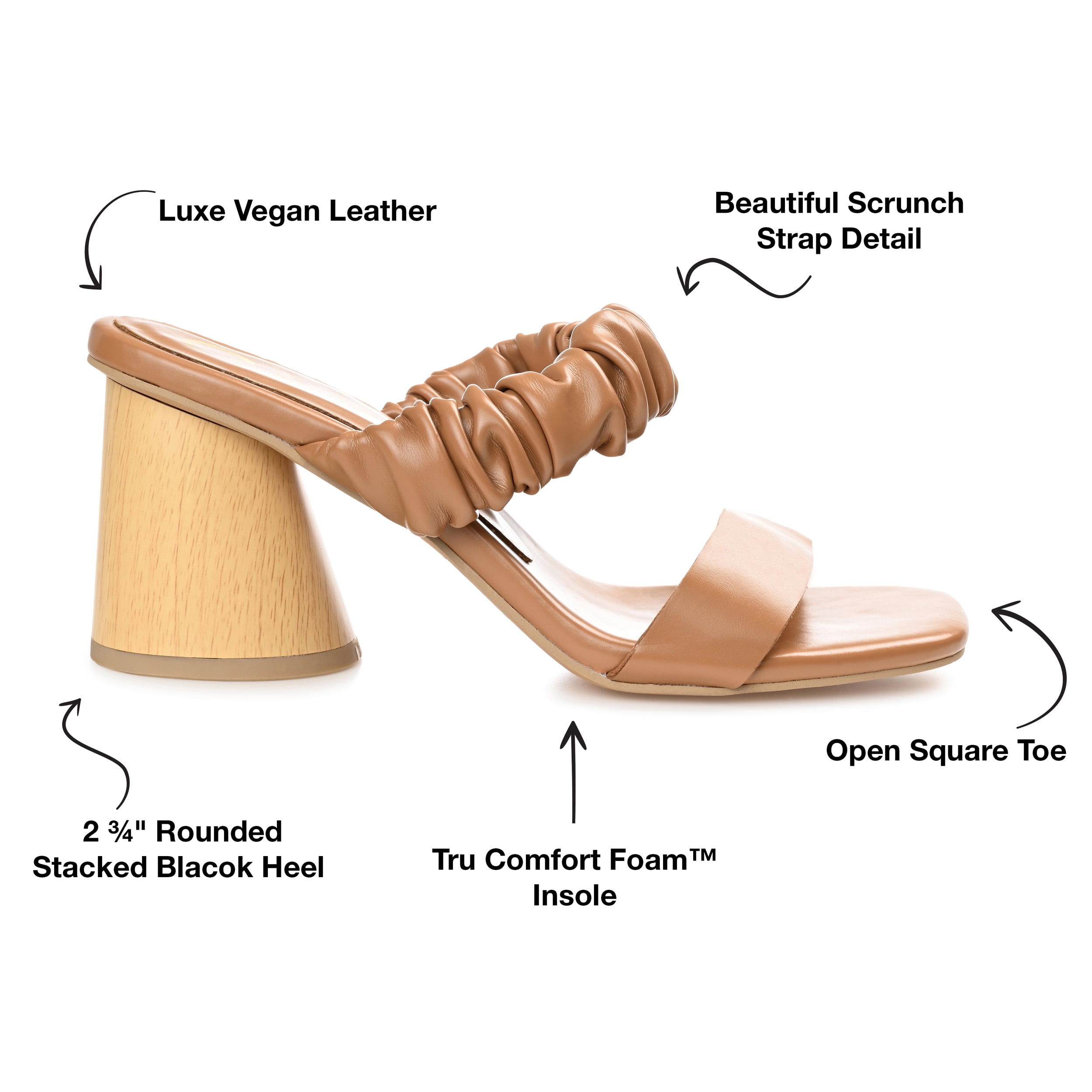 Journee Womens Fayth Open Square Toe Block Heel Sandals