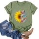 thumbnail image 2 of Gibobby Playera de Manga Corta con Cuello Redondo Mujeres Casual Girasol Impresión Mangas Cuello Redondo Camiseta Suelta Blusa Tops(Verde,XL), 2 of 4