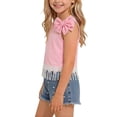 thumbnail image 4 of Zpanxa Girl Outfits Sets Girls Big Bow Sleeveless Crop Top and Floral Denim Shorts Set 2 Piece Outfit, 4 of 9