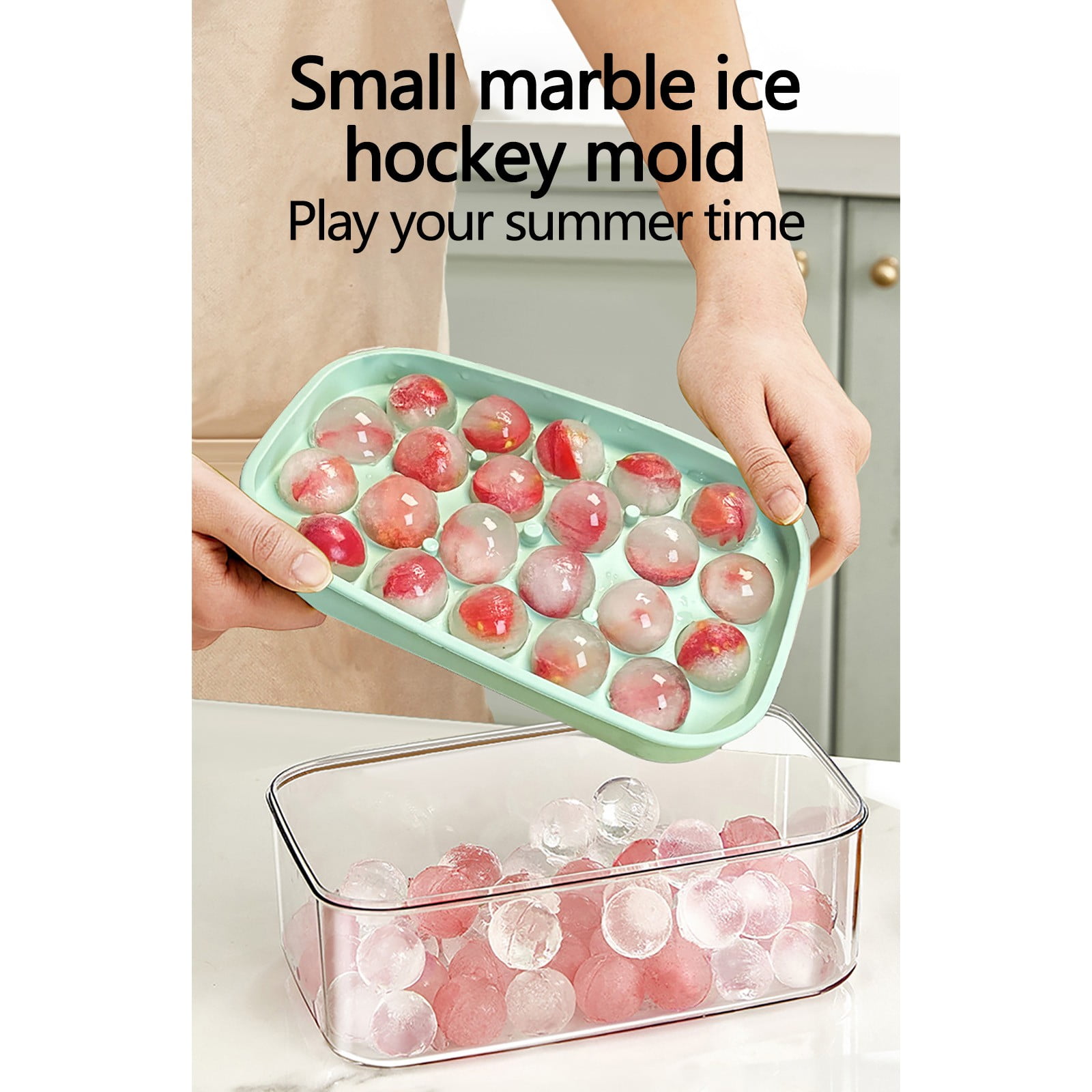  Lamesa Round Ice Cube Trays for Freezer with Cover & Bin, 3  Packs 1In Small Circle Ice Ball Maker Mold, BPA Free Ice Tray for Cocktail  & Whiskey (3 Sphere Trays