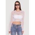 thumbnail image 2 of Womens Fishnet Long Sleeve Solid Crop Top, 2 of 5