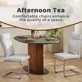 thumbnail image 2 of Faux Leather Dining Chair Set of 2, Modern Kitchen Chairs with Thick Cushion and Ergonomic Backrest, Chrome Metal Legs with Non-Slip Pads, 250 Lbs Capacity for Dining Room Kitchen, White, 2 of 11