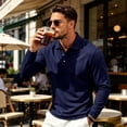 thumbnail image 7 of Sewkxo Men's Polo Shirt Long Sleeve Golf Shirts Lightweight Breathable Cool Shirts,Navy 2XL, 7 of 7