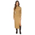 thumbnail image 1 of Michael Kors Robe Chandail Fendue à Col Roulé pour Femmes, Marron, Très Grand, 1 of 1