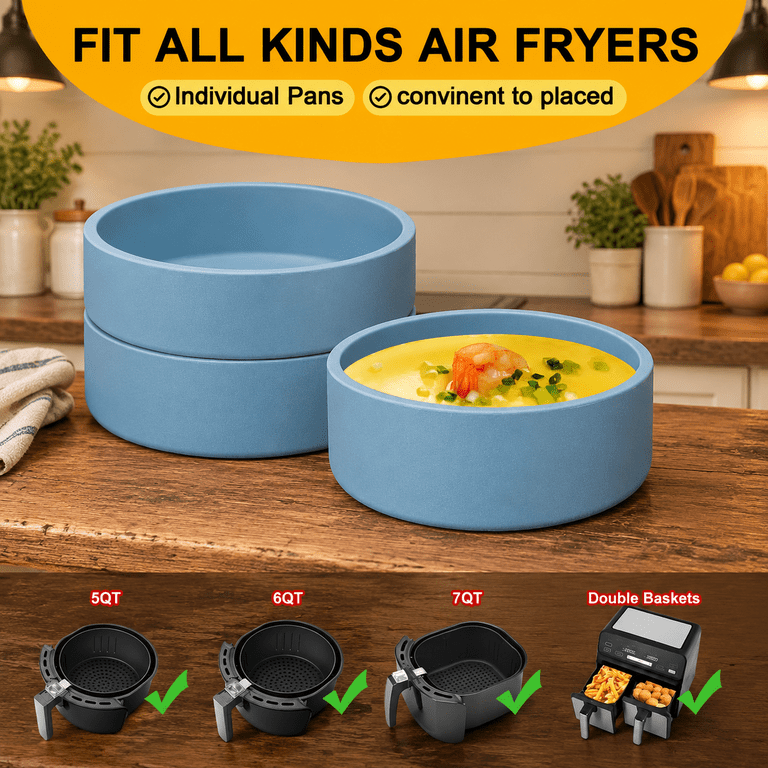 4 Pack Silicone Air Fryer Egg Pan Individualwave Cooker Eggwich Bites ...