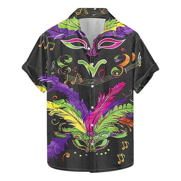 Camisas de Manga Larga para Hombres, Botón de Impresión Blusa de Cuello, Camisa de Poliéster de Moda Casual