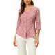 thumbnail image 1 of Blusa de mujer Inspire Chic con cuello en V, mangas 3/4, estampado de lunares y corazones, parte delantera con botones, color rosa, talla 3XL, 1 of 7