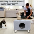 thumbnail image 5 of Wooden Pet House Bench - 2-in-1 Cat Cave & Foot Rest Stool with Cushioned Mat for Cats/Small Dogs (Gray), 5 of 6