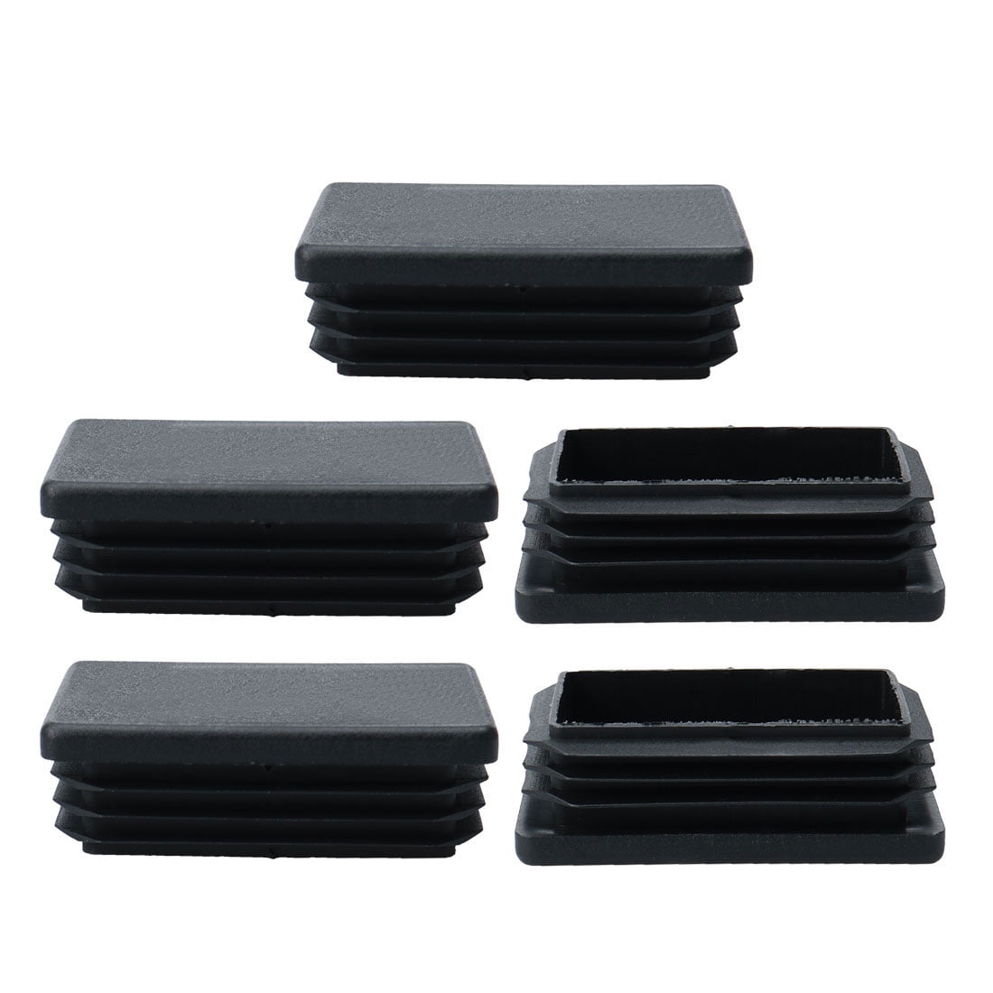 40 x 60mm Plastic Rectangle Ribbed Tube Inserts End Cover Cap Furniture