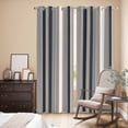 thumbnail image 3 of Kitchen Curtains 84 Inch Length 2 Panels, Black Grey Brown Striped Grommets Window Treatment Curtain, Modern Stripes Art Farmhouse Thermal Curtains Drapes for Living Room/Bathroom, 3 of 9