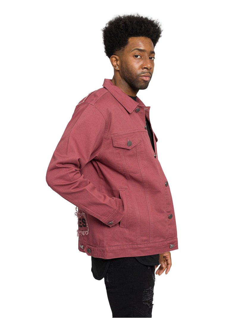 Victorious Men's Colored City Patch World Tour Denim Jean Jacket