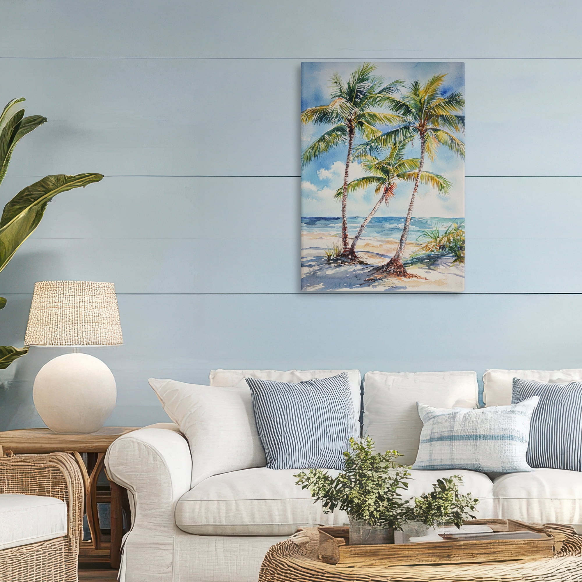 Stupell Industries Windy Palm Trees on Shore Canvas Wall Art, design by Petal Prints Design