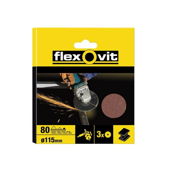 Flexovit - Aluminium Oxide Fibre Disc 115mm Extra Coarse 36G (Pack 3)