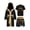 Black&Gold, variant on YiZYiF Kids Boys Boxing Kickboxing Fighter Outfits Long Satin Hooded Cloak Athletic Shirt Boxer Shorts Black&Silver 6