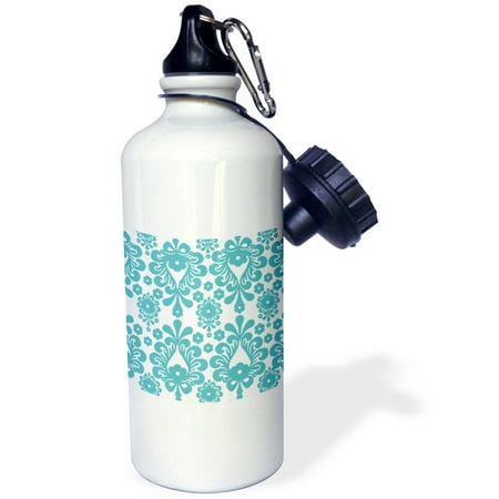 

3dRose Chic Aqua Teal and White Abstract Floral - Water Bottle 21-ounce