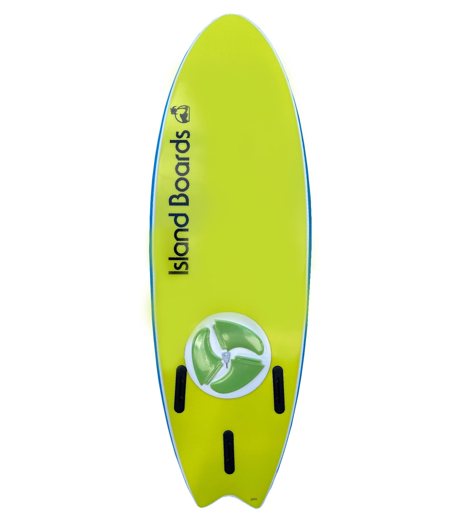Island Water Sports Swallow Tail Softtop Surfboard Azure Blue-Yellow 6ft0in