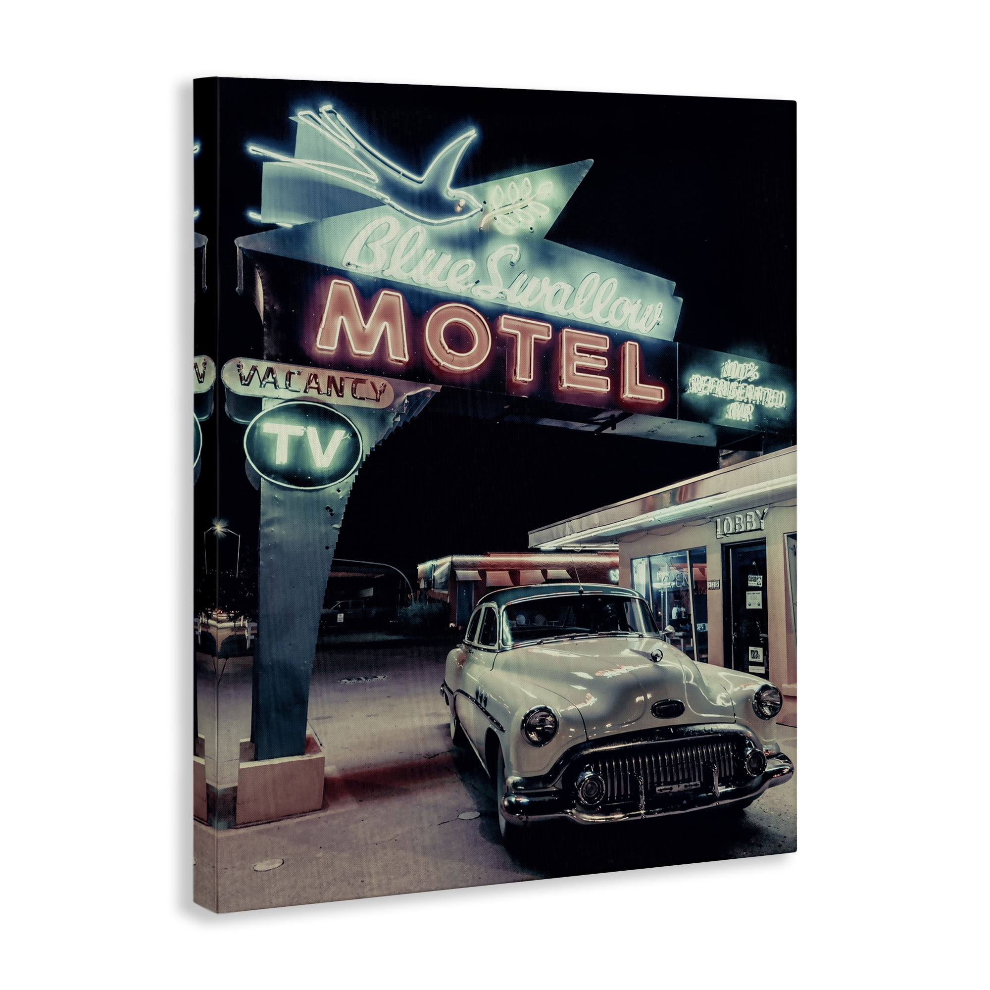 Stupell Industries Vintage Motel Getaway Car Transportation Painting Wrapped Canvas Art Print Wall Art, 24 x 30