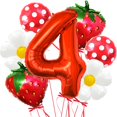 thumbnail image 1 of Set de globos Corabsar de fresa para 4.º cumpleaños, 7 piezas, 1 of 1