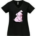 thumbnail image 3 of Inktastic Sitting Pig Women's Plus Size V-Neck T-Shirt, 3 of 5