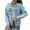 Blue, variant on IROINNID Women's Denim Jacket Long Sleeve Solid Color Turndown Lapel Outwear, Leisure Tassel Lapel Single-Breasted Jacket Denim Jacket
