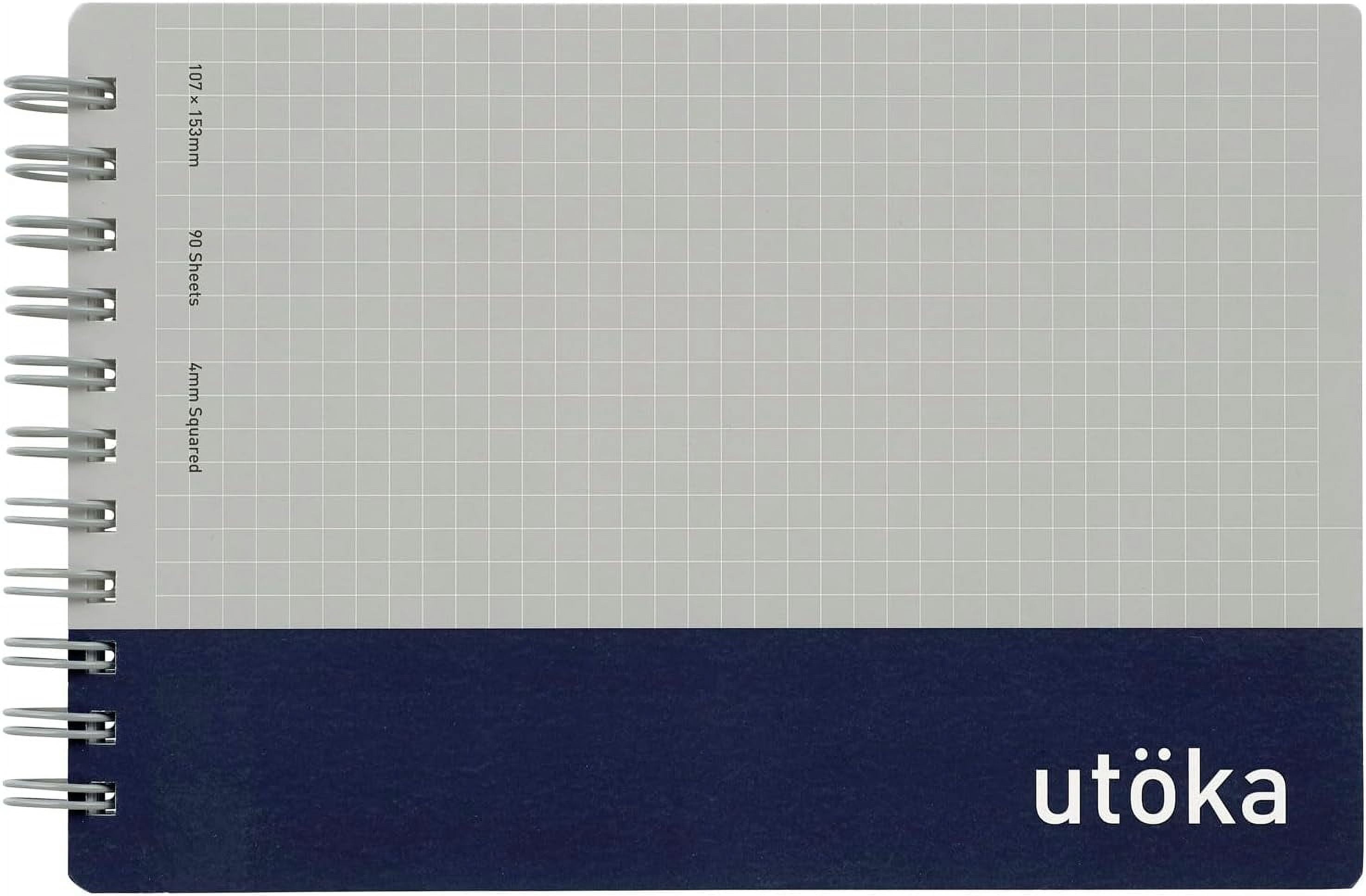 Utoka Pocket Size Notebook 4mm Graph Navy 90 Sheets 4.2 x 6.5 5 Pack