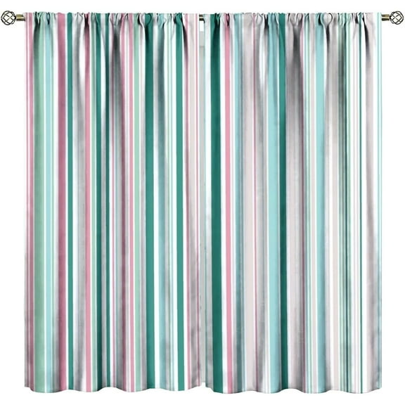 Stripe Blackout Curtains Colorful Rainbow Vibrant Vertical Stripes Pattern Room Darkening Window Treatments Drapes for Girls Boys Living Room Bedroom 42"W x 84"L (Pack of 2)