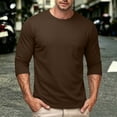 thumbnail image 7 of Men’s Solid 3/4 Sleeve Crew Neck Pocket T Shirt, Loose Breathable Casual Blouse Top Lightweight Basic Tee For Spring Summer Transitional Outfit Brown M, 7 of 7