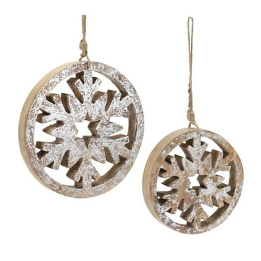 Melrose International LLC Snowflake Ornament (Set of 12) 6"H, 8"H Wood