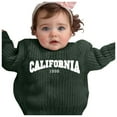 thumbnail image 2 of Bobifish Baby Dark Green Ribbed Sweater “CALIFORNIA 1998” Letter Print Long Sleeve Knitted Retro Style Casual Boys Girls Knitted Pullover Top, 2 of 3