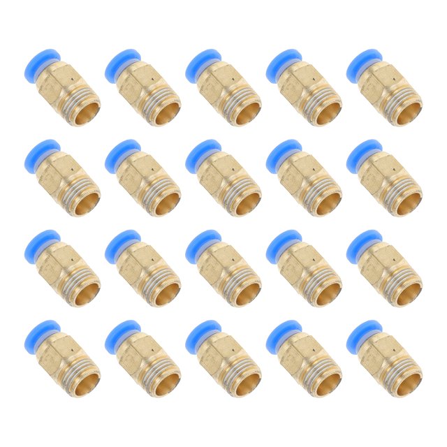 Accesorios de conexión rápida de aire Unique Bargains 5/32" rosca macho con conector de línea de aire de plástico y metal 1/8" BSPT 20 piezas tono azul dorado