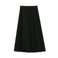 thumbnail image 4 of Mrat Women Mini Skirt Pleated A-Line Skirt Flare Denim Skirt Denim Skirt Women Slim Bodycon Dress Solid High Waist Colorful Sparkly Skirts Short Skirt Black_CC XXL, 4 of 9