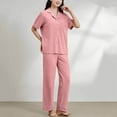 thumbnail image 2 of cfhntfmh Womens Pajama Sets Short Sleeve Buttons down Lapel Neck Soft Shirts with Pockets Sleepwear Long Pants 2 Piece Pjs Sets, 2 of 7