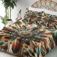 thumbnail image 3 of Ambesonne Rustic Fitted & Top Sheet Set with Shams, Ethnic Southwestern Feathers, Redwood and Dark Turquoise, 3 of 5