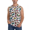 thumbnail image 2 of Lsque Colorful Flying Butterflies Print Men's Cotton Blend Sleeveless Muscle Shirts (S-3XL)- Moisture Wicking, Odor Protection, UPF 30+,XX-Large, 2 of 8