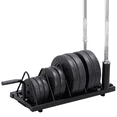 thumbnail image 5 of Topeakmart Horizontal Barbell Bumper Plate Storage Rack with Handle and Wheels, 5 of 12