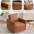 thumbnail image 5 of Lovableguy Modern Swivel Accent Chair,360 Degree Upholstered Barrel Chair Armchair,Comfy Single Sofa for Living Room Bedroom Nursery,PU,Brown, 5 of 9