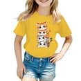 thumbnail image 1 of FYDUU T-Shirts Graphiques Mignons pour Filles, Col Rond, Manches Courtes, T-Shirt d'Été Décontracté, T-Shirts à Imprimé Cartoon, Hauts Doux, Tenue de Fête Stylée, 1 of 5
