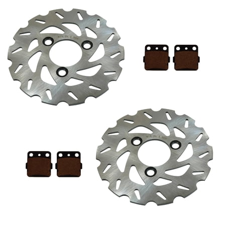 2 Front Brake Rotors Wave Pattern Semi-Metallic Pads for Suzuki LTZ250 Quadsport
