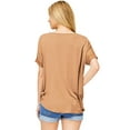 thumbnail image 2 of Double Zero Women's Surplice V-Neck Soft Casual Top (Tan, Large), 2 of 2