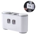 thumbnail image 1 of Kit de cepillo de dientes y exprimidor de pasta de dientes multifuncional montado en la pared que ahorra espacio con cubierta antipolvo, 5 ranuras para cepillos de dientes, 2 dispensadores automáticos de pasta de dientes y 4 tazas Ormromra 2035063-3, 1 of 8