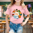 thumbnail image 2 of Girls Shirts Short Sleeved Soft Comfortable Back To School Pattern Cartoon Wearing Girls' Tops, Tees Pink 6 Years-7 Years, 2 of 5
