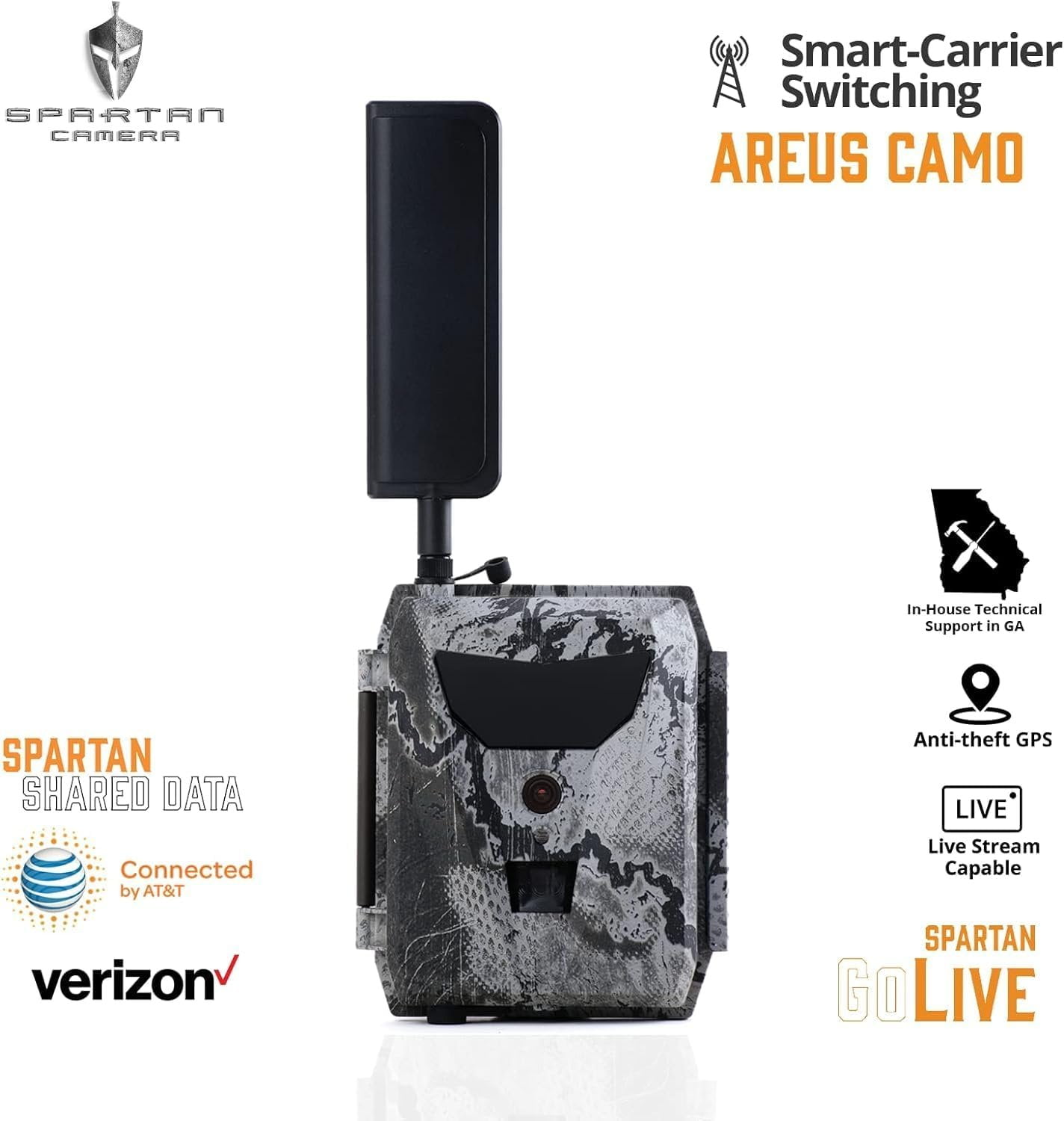 Spartan GoLive 4G LTE Trail Camera,Live-Streaming, Anti-Theft GPS, On-Demand Image&Video Capture,Real-time Updates,Built-in Lithium Battery,Blackout with 32GB SD Card AT&T
