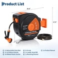 thumbnail image 6 of 130 Ft X1/2 in Retractable Garden Hose Reel, Wall Mounted Heavy Duty Garden Hose Reel with 10 Spray Nozzle, Slow Retraction System, 180°Swivel Bracket, UV Resistant & 3-Layer Protect, 6 of 7