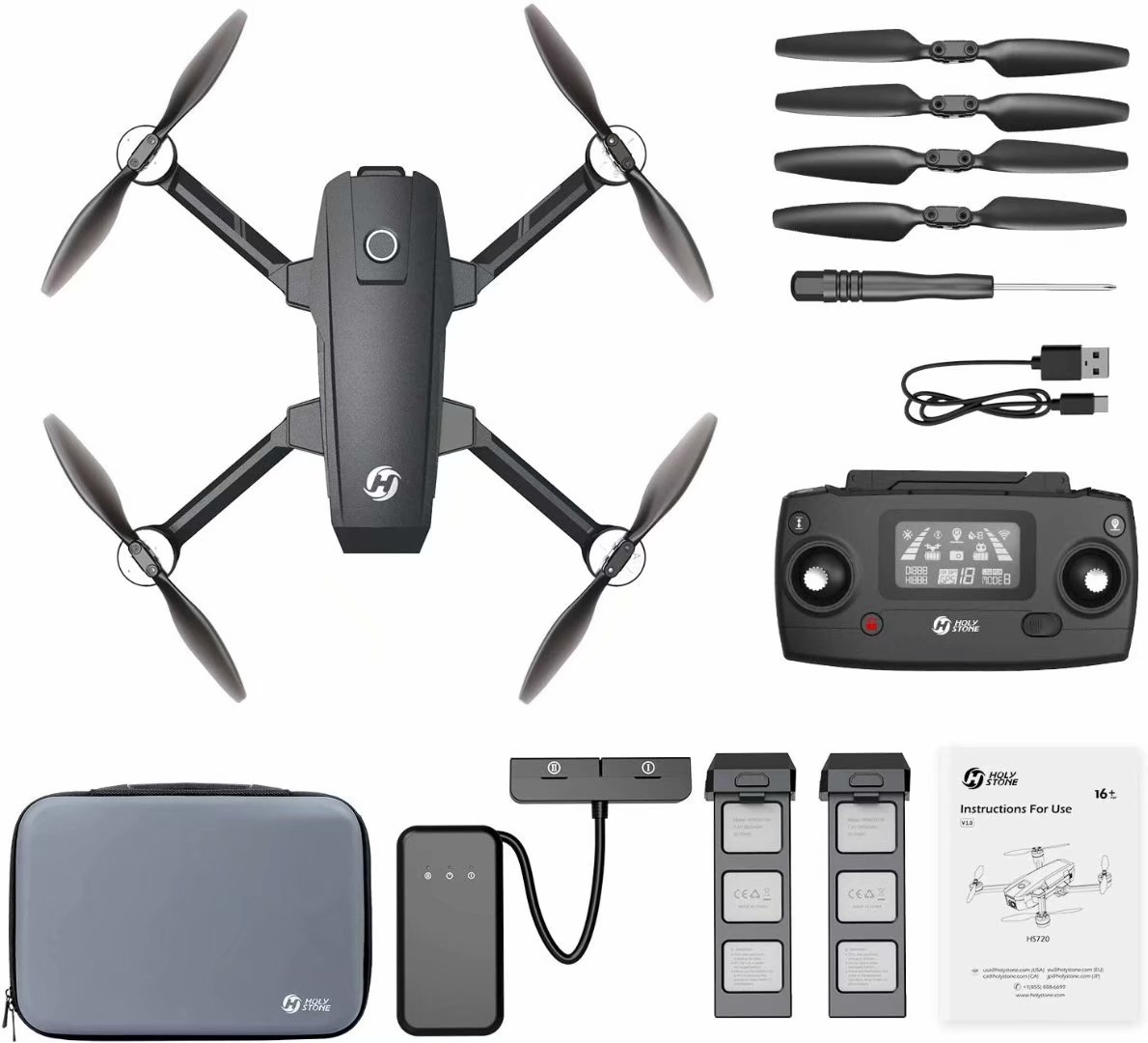 Holy Stone HS720E 4K EIS Drone with UHD Camera for Adults, GPS Quadcopter for Beginner with 46 mins Flight Time, Brushless Motor, 5GHz FPV Transmission and Auto Return Home, Black - image 5 of 10