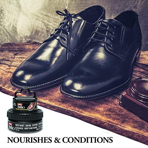 moneysworth & best instant shoe shine cream kit with dauber, black, 50 ml