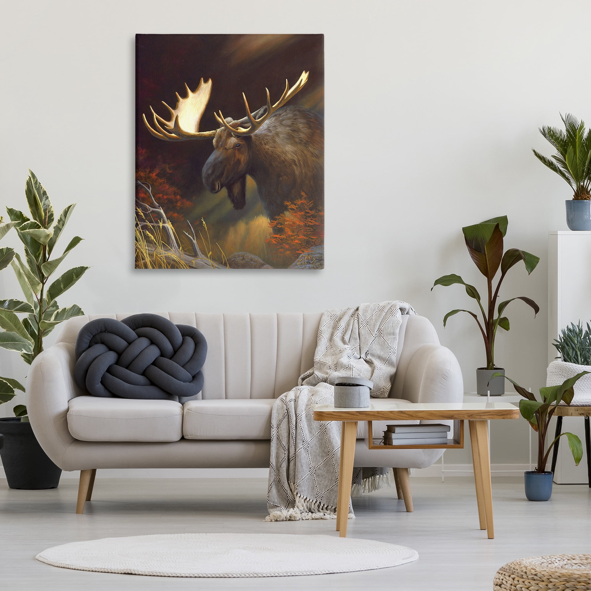 Stupell Industries Woodland Moose Portrait Animals & Insects Painting Gallery Wrapped Canvas Art Print Wall Art, 36 x 48