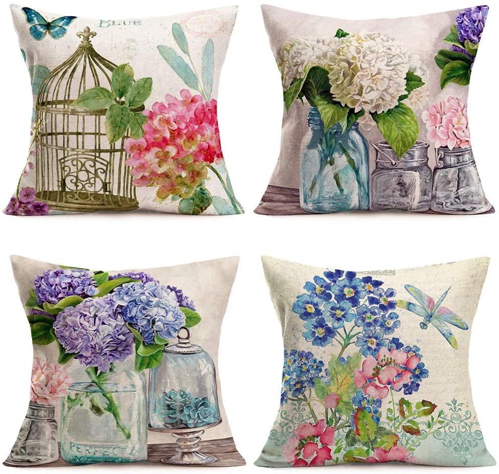 New Retro PillowCase Square Home Decor Sofa Seat Butterfly Flower Cushion Cover 