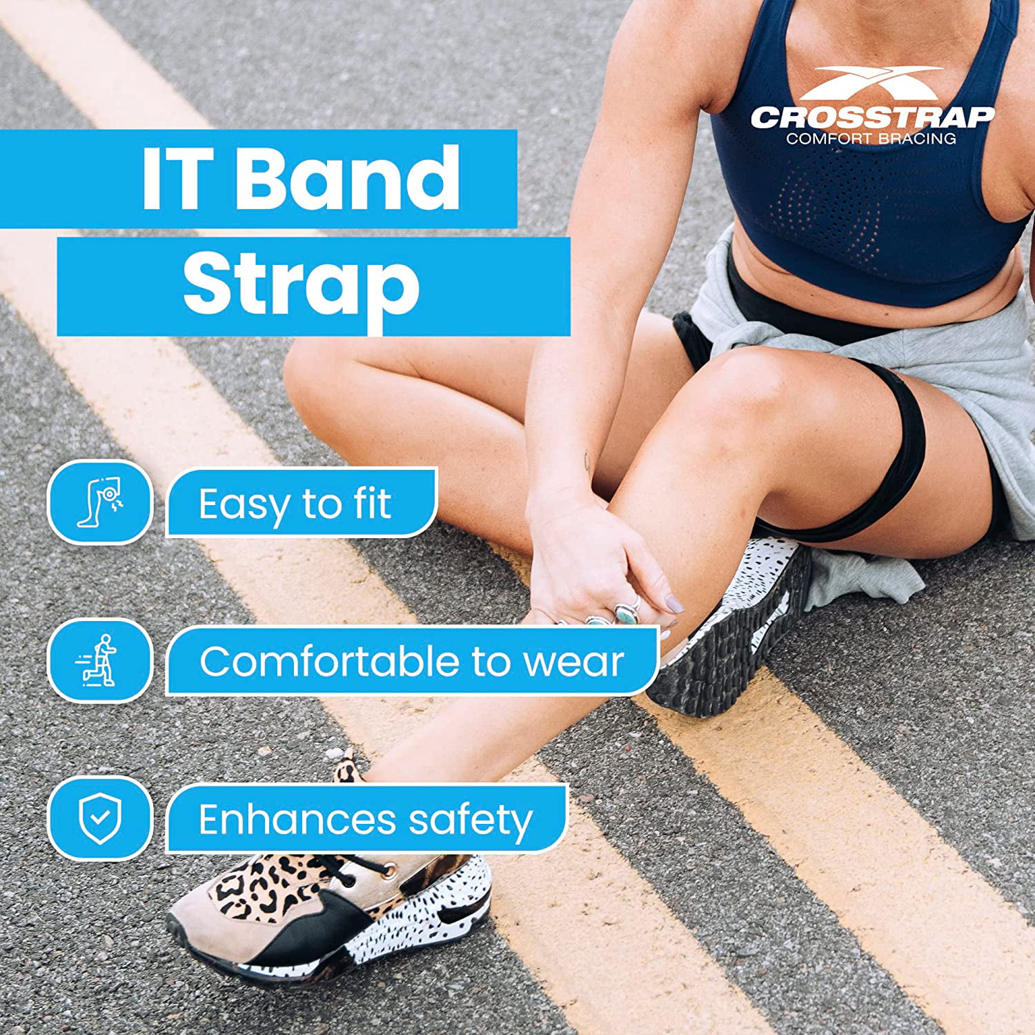 Crosstrap IT Band Strap (Small) 1 Pack, Iliotibial Pain Relief ITB