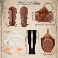 thumbnail image 4 of IROOZIGOTO Womens Medieval Renaissance Dress 7 Piece Costume Set Olive Green Hooded Long Sleeve Lace Up Asymmetric Hem with Faux Leather Accessories for Halloween Cosplay LARP Themed Party, 4 of 9