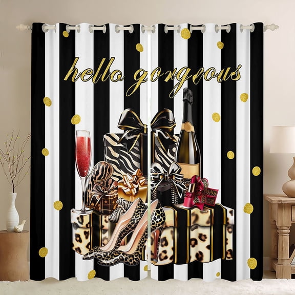 Erosebridal Fashion Women Gifts Black Out Curtains For Adults,Chic Cheetah Print High Heels Curtains Pack of 2 (42x63 Each)